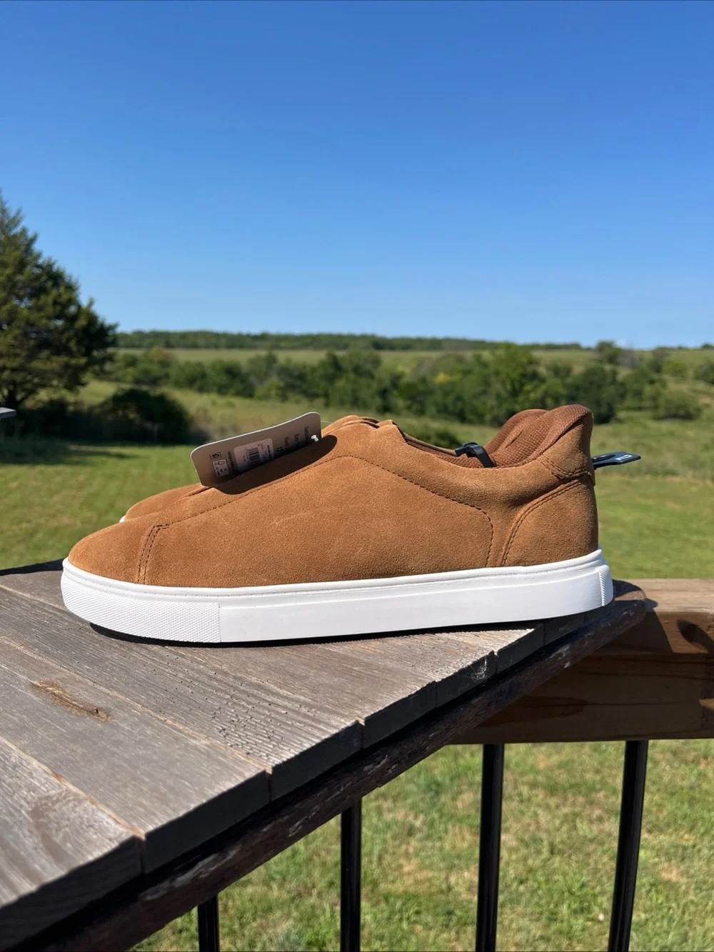 George Men's Gore Slip On Shoes cognac Brown NWT Size 12 Genuine Leather